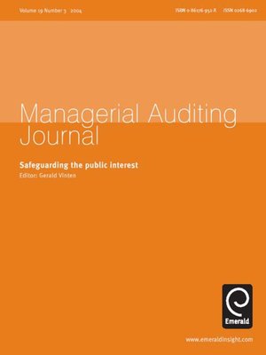 cover image of Managerial Auditing Journal, Volume 19, Issue 3